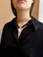 Rocky Necklace – Smoky Quartz & Freshwater Pearl