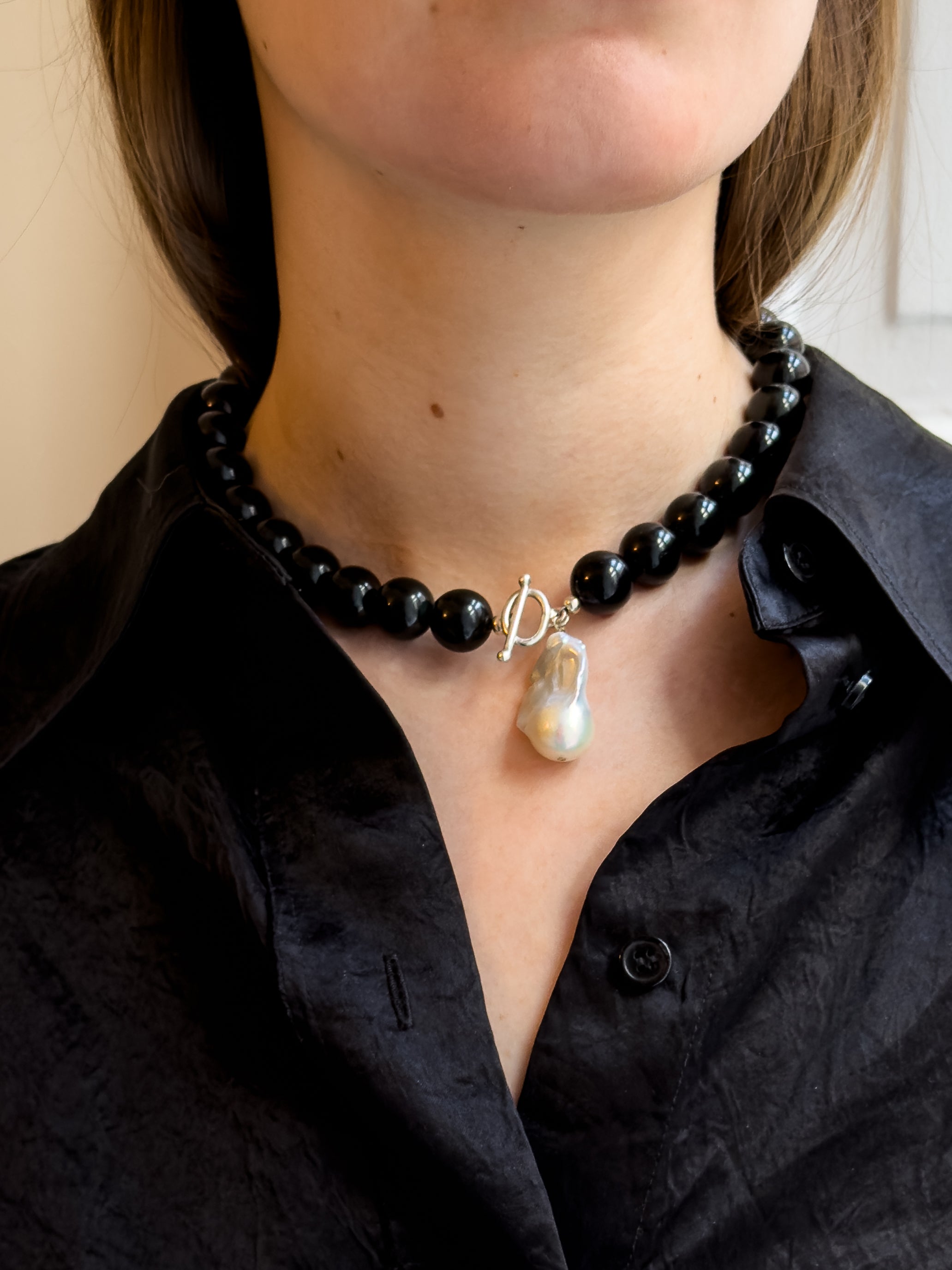 Black Onyx & Pearl Necklace | OYSTER BAY