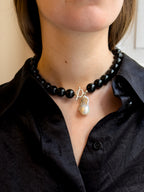 Maggie Necklace – Black Onyx & Freshwater Pearl