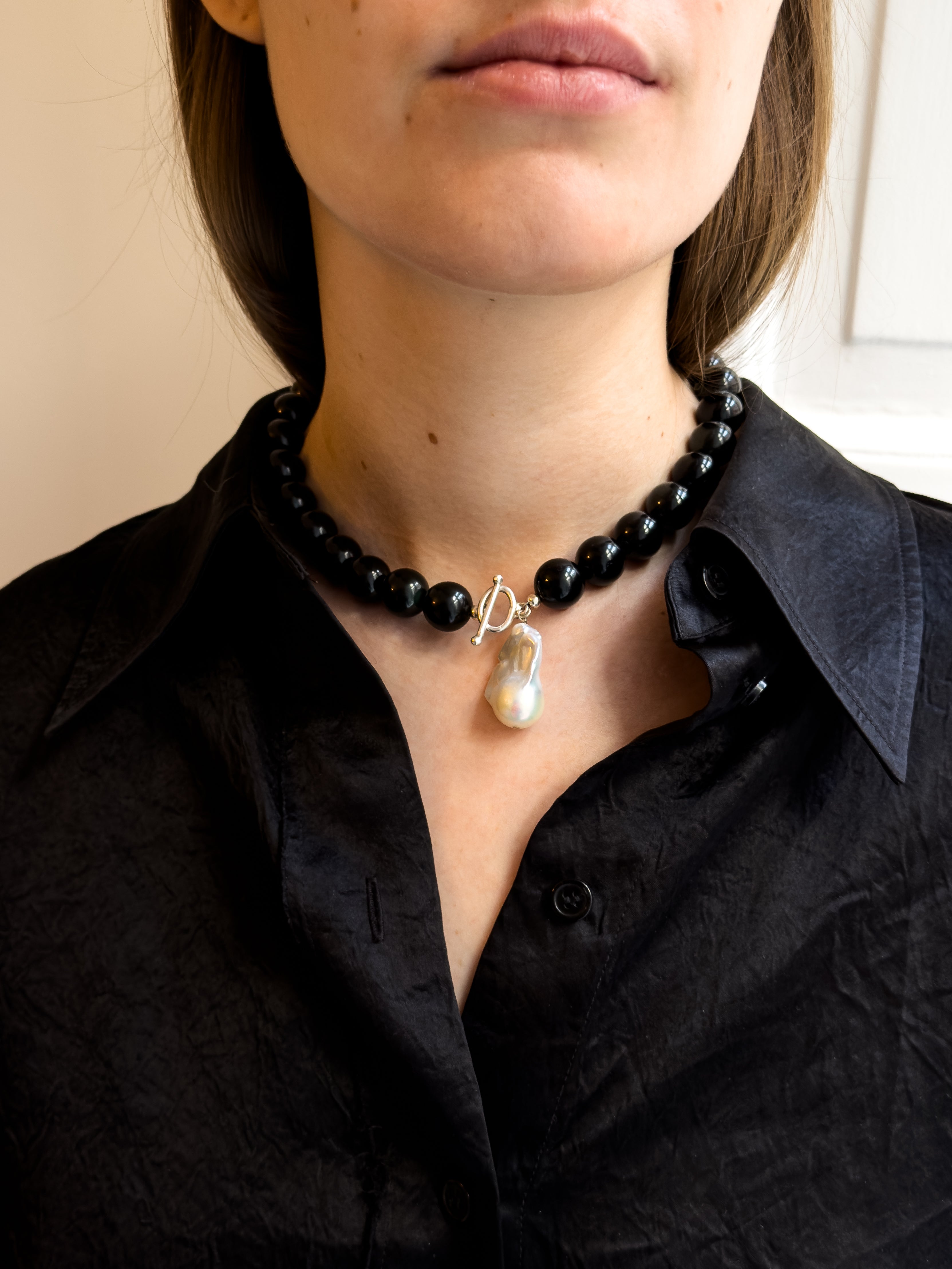 Black Onyx & Pearl Necklace | OYSTER BAY