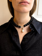 Maggie Necklace – Black Onyx & Freshwater Pearl