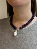 Lily Necklace – Amethyst & Freshwater Pearl