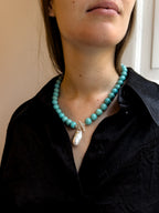 Tammy Necklace – Turquoise Howlite & Freshwater Pearl