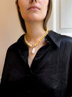 Sonni Necklace – Yellow Jade & Freshwater Pearl