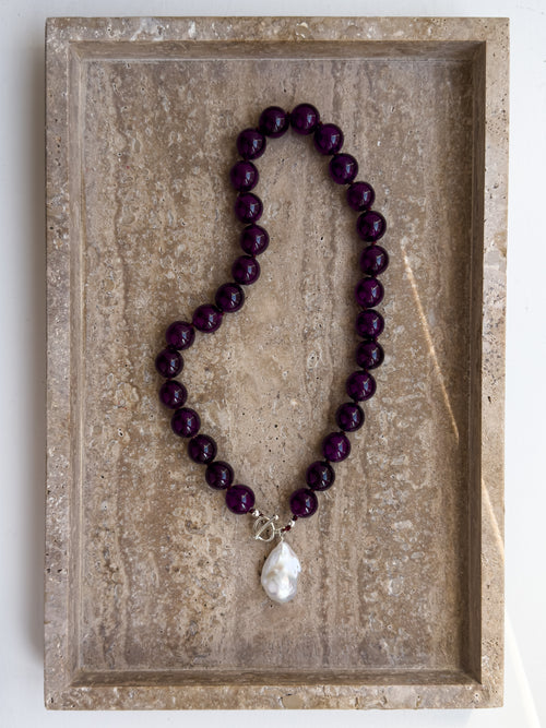 Lily amethyst and freshwater pearl sterling silver necklace – OYSTER BAY