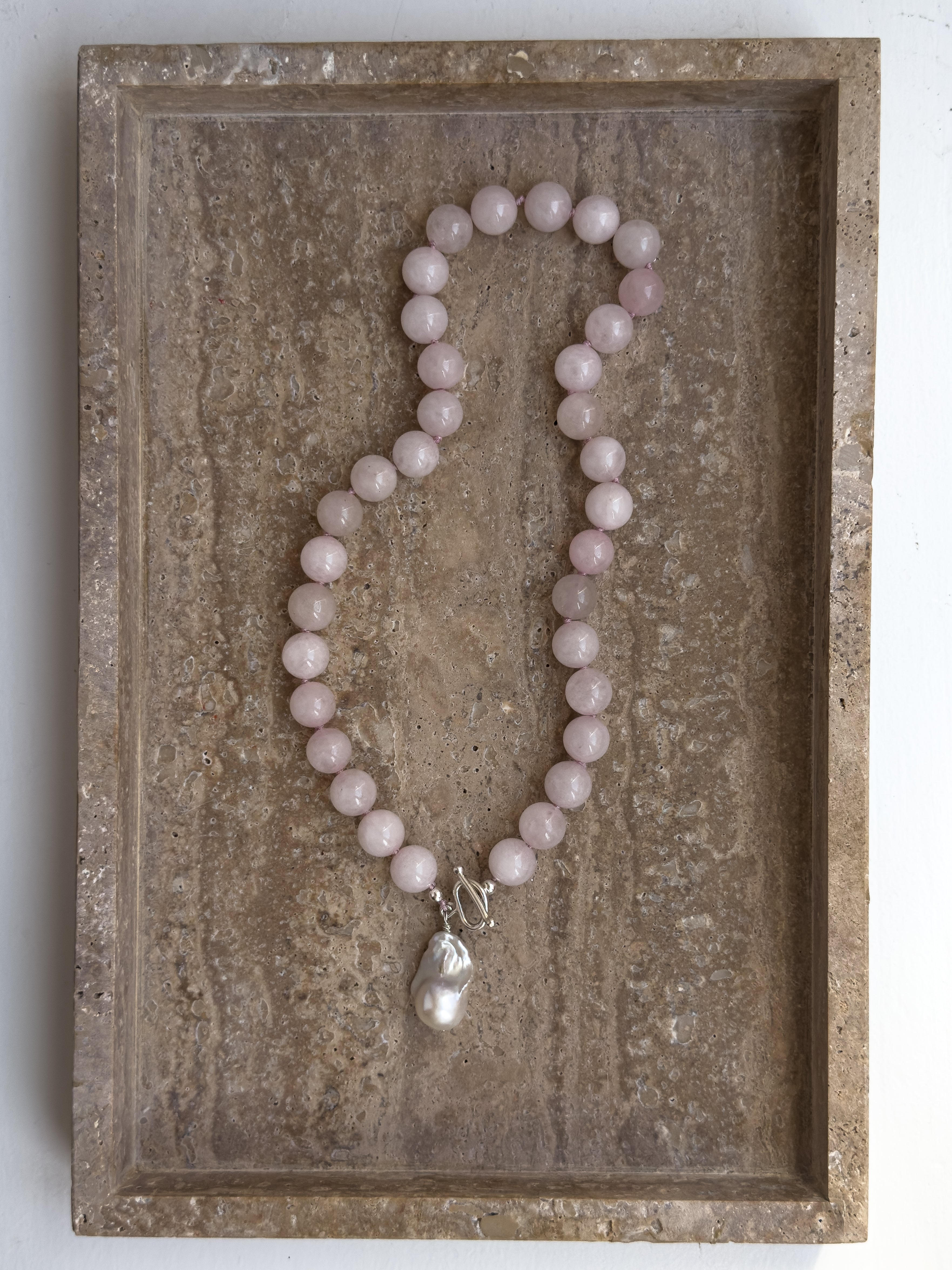 Rosie rose quartz sterling silver necklace – OYSTER BAY