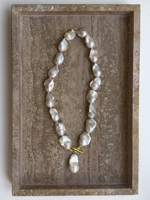 Lucky baroque freshwater pearl sterling silver necklace – OYSTER BAY