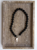 Maggie black onyx and freshwater pearl sterling silver necklace – OYSTER BAY
