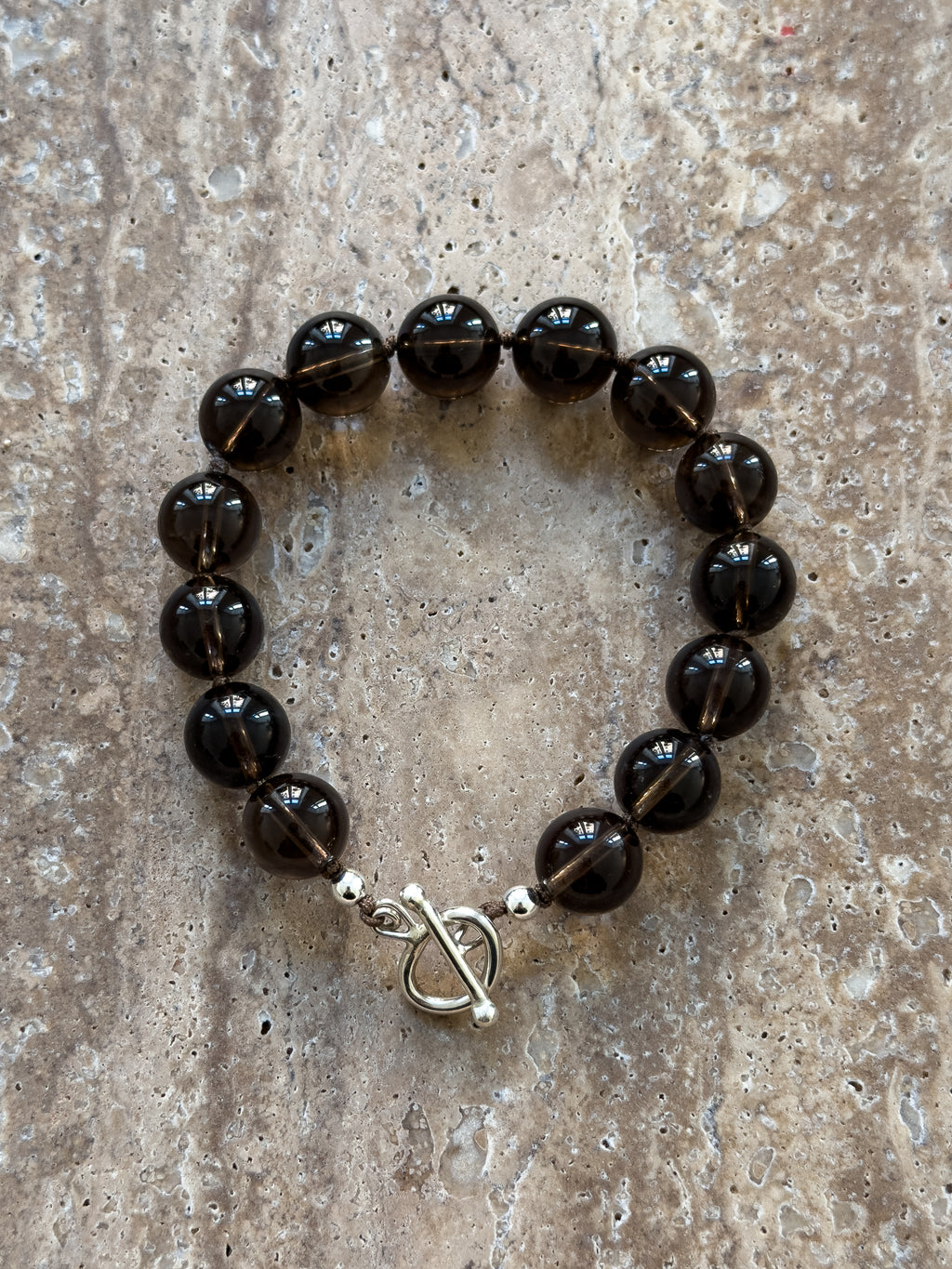 Rocky smoky quartz sterling silver bracelet – OYSTER BAY
