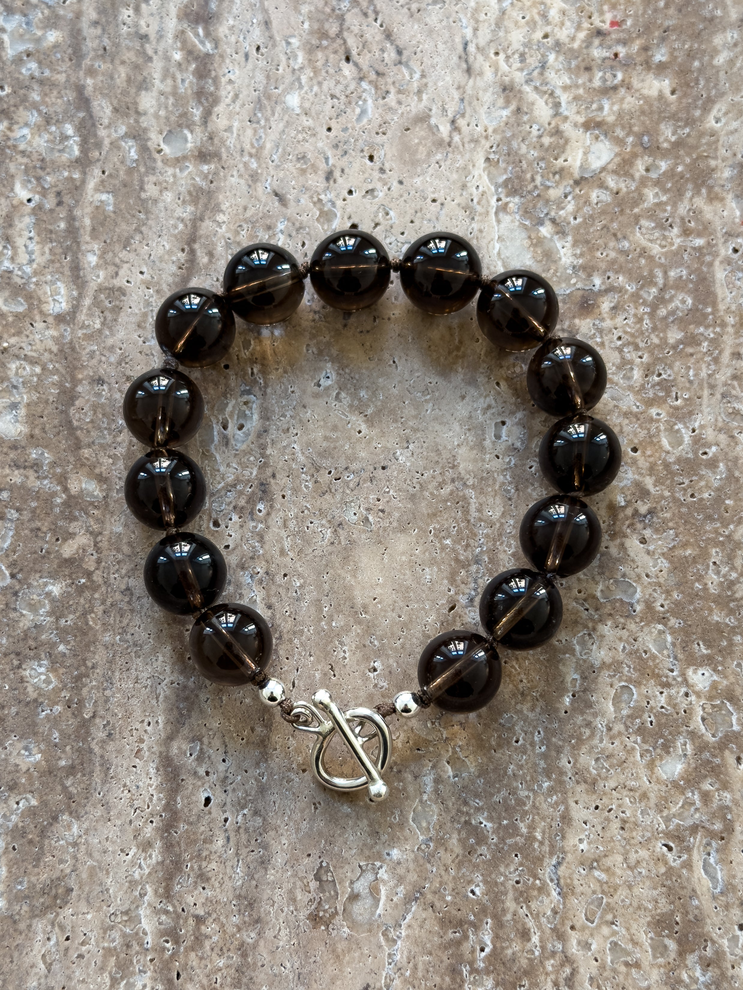 Rocky smoky quartz sterling silver bracelet – OYSTER BAY