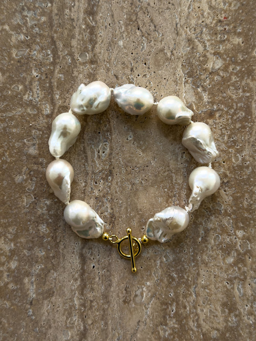 Lucky baroque freshwater pearl sterling silver bracelet – OYSTER BAY