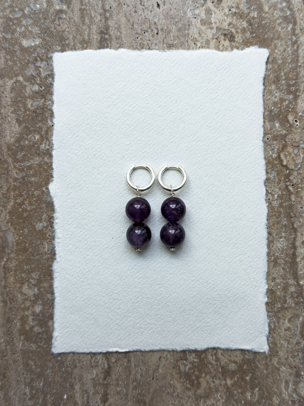 Lily amethyst hoop earrings in sterling silver – OYSTER BAY