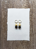Hazel yellow jade and smoky quartz hoop earrings – OYSTER BAY