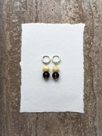 Hazel yellow jade and smoky quartz hoop earrings – OYSTER BAY
