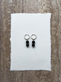 Mini black onyx hoop earrings in sterling silver – OYSTER BAY