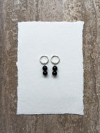 Mini black onyx hoop earrings in sterling silver – OYSTER BAY